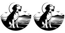 Beagle Water Scene Black Vinyl Decal Car Truck Windows Laptop Notebook Tablet