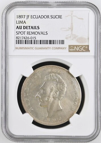 ECUADOR  1 SUCRE 1897   LIMA  z KM # 53.3  NGC AU DETAILS