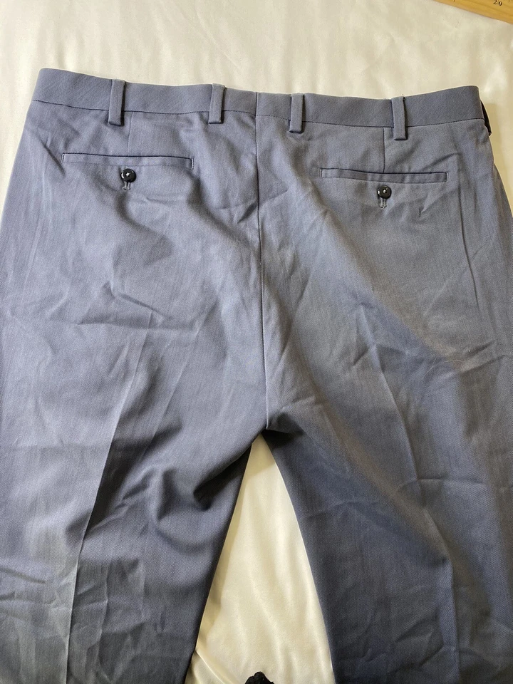 Louis Raphael Luxe Mens Dress Pant Blue Wool Flat Front 40 X 32 - Image 4 of 4