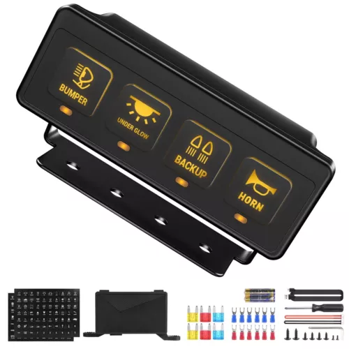 MICTUNING Wireless 4 Gang Switch Panel LED ON-Off Relay Circuit Control Box Kit - Picture 8 of 8