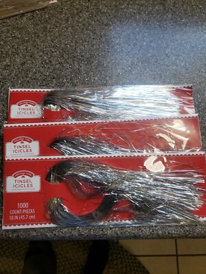 Holiday Time Christmas Tree Tinsel Icicles,1000 Strands,18&quot;long, Silver
