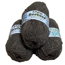 Patons Beehive Double Knitting Yarn Grey Mountain Wool Blend 3 Skeins Vintage