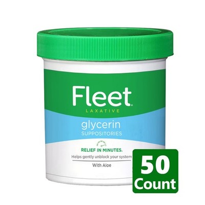 Fleet Laxative Glycerin Suppositories for Adult Constipation Relief, 50 Count