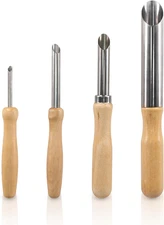 4Pcs Stainless Steel Circular Clay Hole Cutters Wooden Handle Clay Pottery Tools