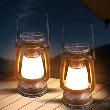 2 Pack Solar Lantern Outdoor Waterproof Vintage Hanging Lantern for Garden Patio