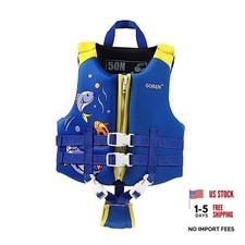 Blue Kids Swim Vest - Toddler Floaties 22-75 lbs - Size 4-6 yrs
