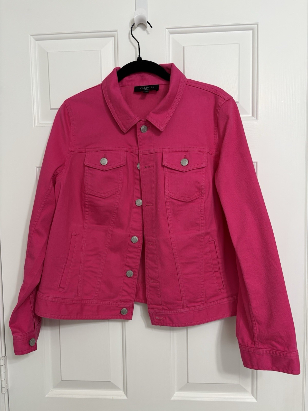 Talbots Pink Basic Jacket Button Collared Pockets… - image 1