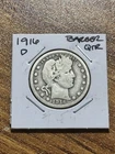 1916 D Barber Silver Quarter VG Very Good Condition U.S. 25c Coin (Raw13824)