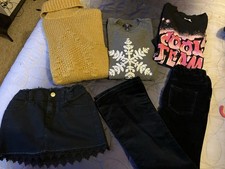 Mädchen Paket Zara Oberteil Sisley Rock Schlaghose Jeans Gap Senf Pullover