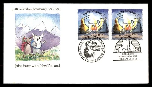 Mayfairstamps New Zealand FDC 1988 dual joint issue with Australia mixed Austral