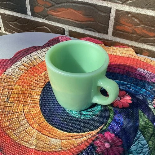 Vintage Fire King Jadeite Heavy C Mug Cup  Restaurant Oven Ware 3” Green 1950’s