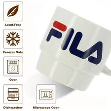 Genuine Fila White Stackable Mug | Cup for Hot Chocolate Expresso For Him/Her