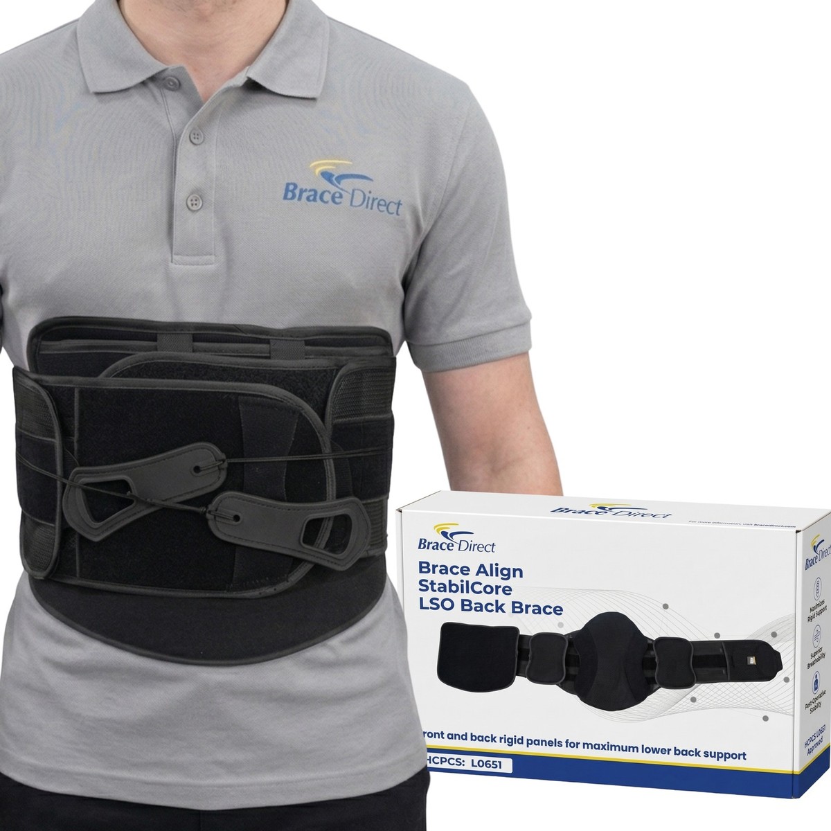 Brace Align Core Pro Plus LSO Back Brace Anterior Panel Lumbar