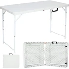 Folding Table 4ft & 6ft Heavy-Duty Waterproof, Adjustable Height Camping, Picnic