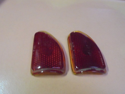 Par De Colección De Lentes Stimsonite Duolamp Vidrio Rojo Mercury 1939 Antiguo Stock Nuevo