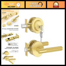 Premium Brushed Gold Zinc-Alloy Double Cylinder Deadbolt Lock Set - Heavy Duty S