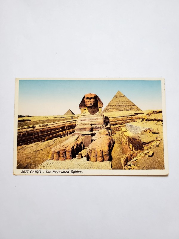 Vintage post card,  Egypt, Unused. Giza Pyramids Sphinx. 
