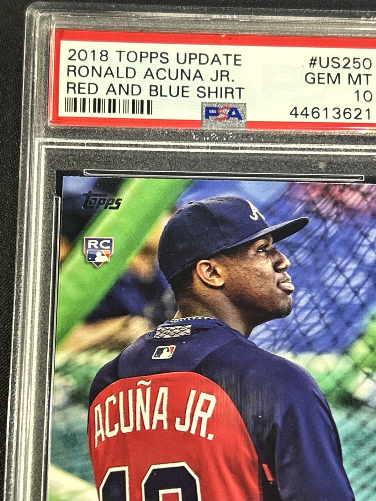 2018 Topps Update Red and Blue Shirt PSA 10 Ronald Acuna Jr Rookie RC #US250 SP view 5