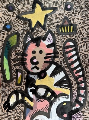 It s A Cats World After All Original Acrylic marker Drawing By MBollen Cats 