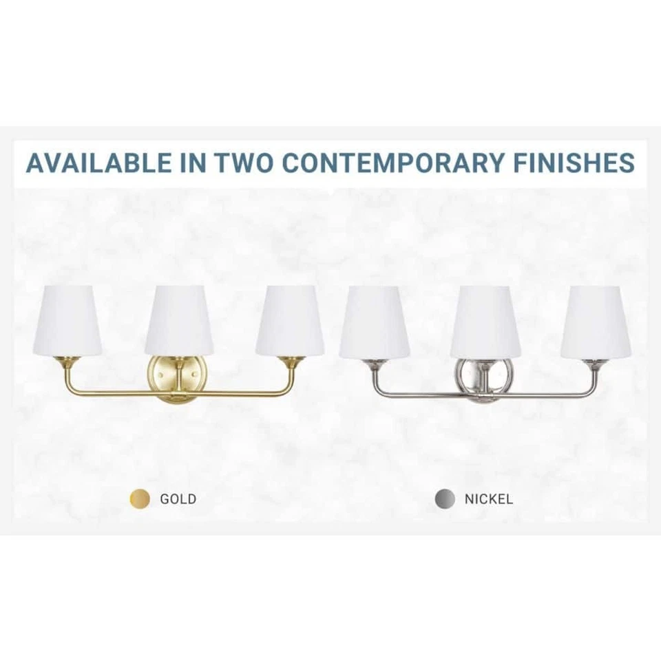 Kenroy Home Roberts 7 pulgadas Luz de tocador dorada cepillada de 3 luces Foto 2 de 4