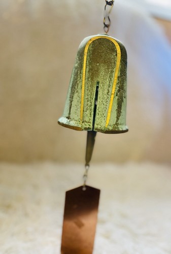 VINTAGE Awesome Arts Crafts BRUTALIST CAST Bronze Windchime Bell M Medium