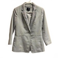 The Limited Women  s Herringbone Gray Blazer With Polka Dot Lining Size XS