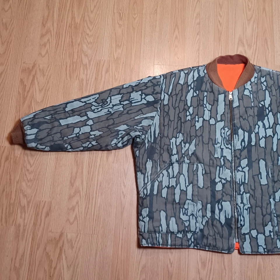 Vtg Blue Bill By Redhead Reversible Hunting Jacket Mens 2XL Treebark Camo Orange - Image 3 of 4