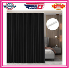 Blackout Curtain 100x84" W/ Ceiling Track Room Divider Privacy Thermal Black
