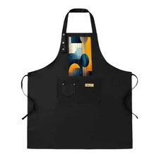 Kitchen 2 Pack Bib Apron Adjustable with Colorful Abstract Geometric Design 