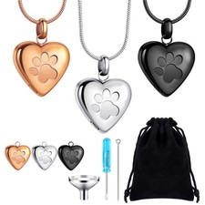 3 Pcs Pet Ashes Necklace Pet Urns for Dogs Ashes Cremation Jewelry Paw Print ...