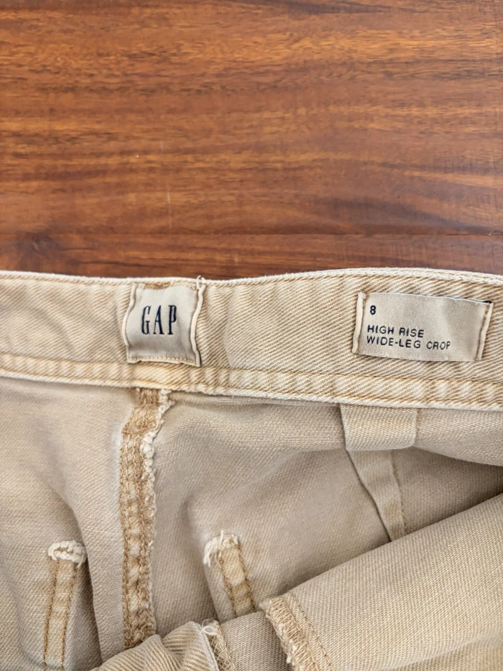 Pantalones chinos vintage de mezclilla de pierna ancha tiro alto para mujer talla 8 30x29 Khakl1 nuevos con etiquetas Foto 3 de 4