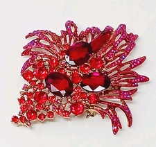 Brooch with Rhinestone, Pin for DIY Decoration, Cake, Bouquet - Red Color