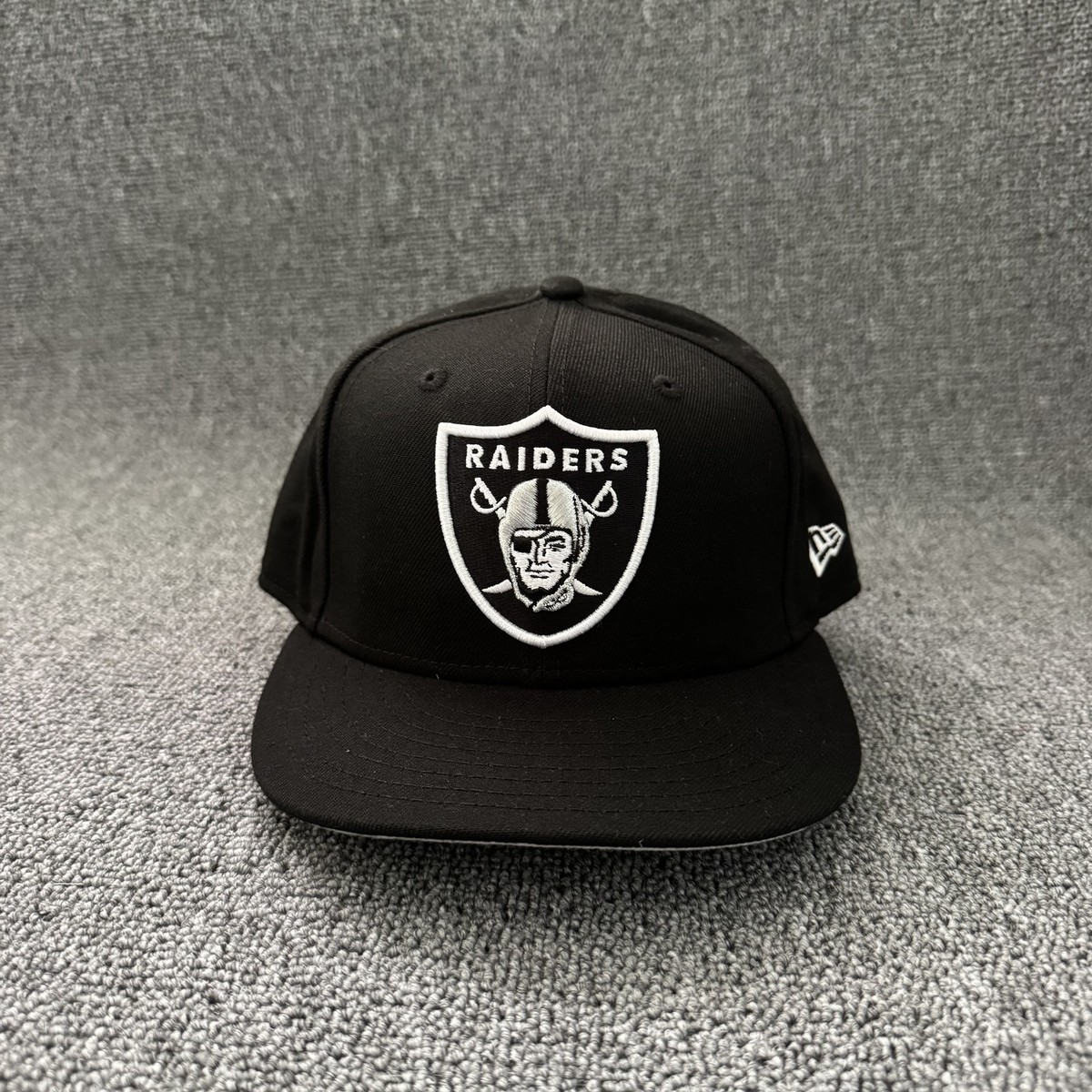 New Era Raiders Black Flat Brim Cap Embroidered Logo