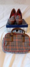 Ruby Shoo Size 5 Kaylee Vintage Style Tweed Check 3.5" Block Heels with Handbag