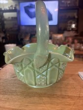 Vintage L.E. Smith Iridescent Jadeite Basket ...