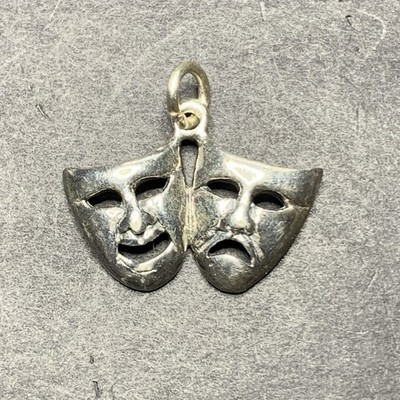 STERLING SILVER 925 Lot Pendant M62 Theater Mask Happy Sad Face Play Dance Love
