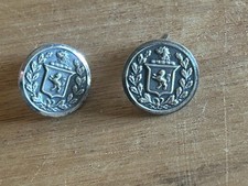 Rampant Lion Shield Cufflinks Vintage Pair Crest Coat Of Arms Silver Tone Metal