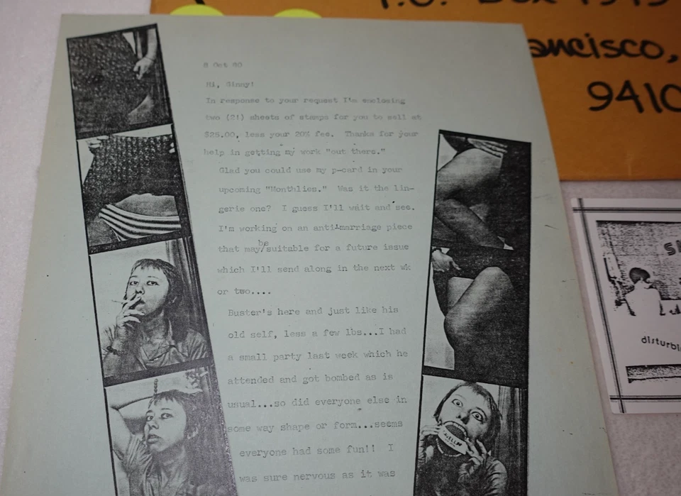 Scarlatina Lust FIRMADO 1980 Carta Smegmail Arte Sobre Original Raro De Colección - Imagen 2 de 4