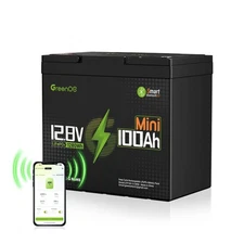 GreenOE 12V 100Ah Bluetooth Mini LiFePO4 Battery 15000 Deep Cycles For Solar Rv