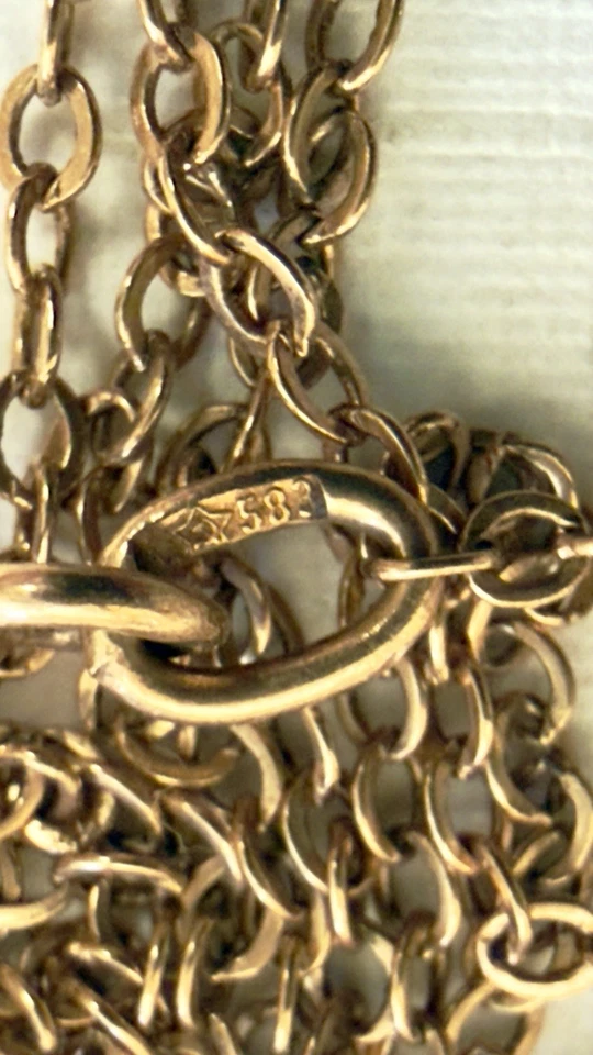 Винтажная цепочка из розового золота 14 карат 583 эпохи Восточной Европы СССР — 22,5 дюйма — 57 см — No1981 - Изображение 3 из 4