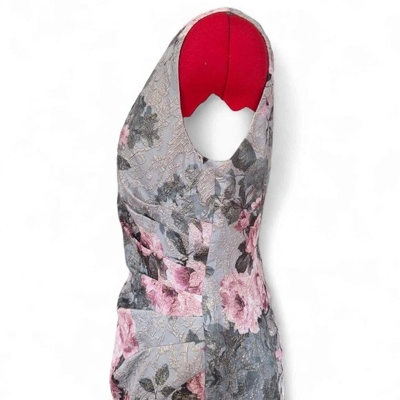 Vestido Brocado Estampado Floral Adrianna Papell Formal Boda Invitada Ocasión Especial
