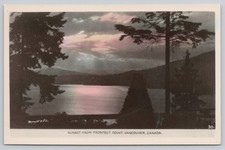 RPPC Sunset From Prospect Point in Stanley Park, Vancouver, Canada - Unposted