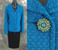 BEAUTIFUL St John jacket knit blue suit blazer size 12