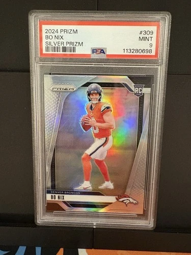 2024 Panini Prizm - Rookies Bo Nix #309 Silver Prizm (RC) PSA 9