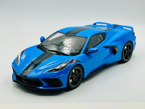 1:18 Chevrolet Corvette C8 -- Rapid Blue w/Black Stripes & Accents ...