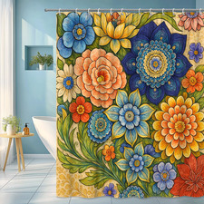Vibrant Floral Shower Curtain for Beautiful Bathroom Decor