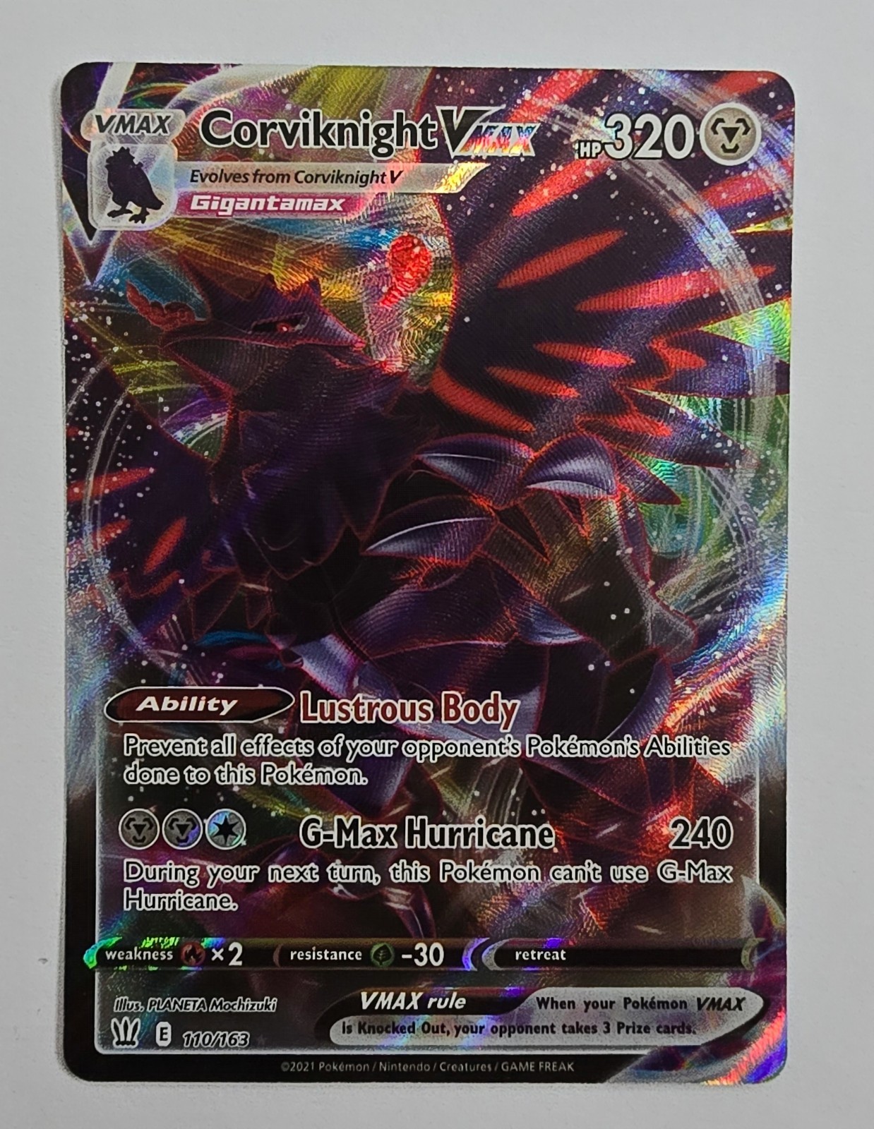 110/163 Corviknight VMAX Sword & Shield Battle Styles Pokemon Card NM