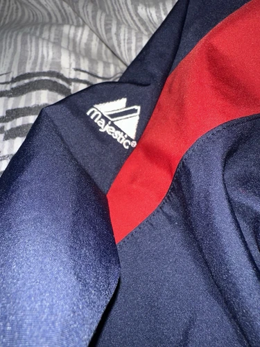 Majestic MLB Atlanta Braves Windbreaker Pullover Warmup Size Extra Large XL - Picture 4 of 7