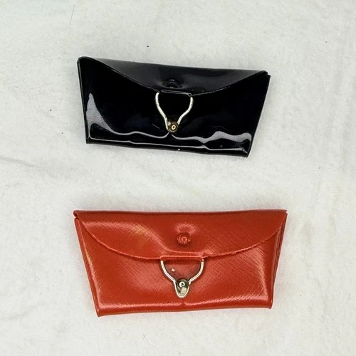 Vintage Mattel Red And Black Vinyl Barbie Envelope Clutch Purses Accessory