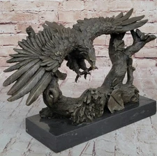 Art Nouveau Style Statue Sculpture Eagle Bird Wildlife Art Deco Style Bronze Art